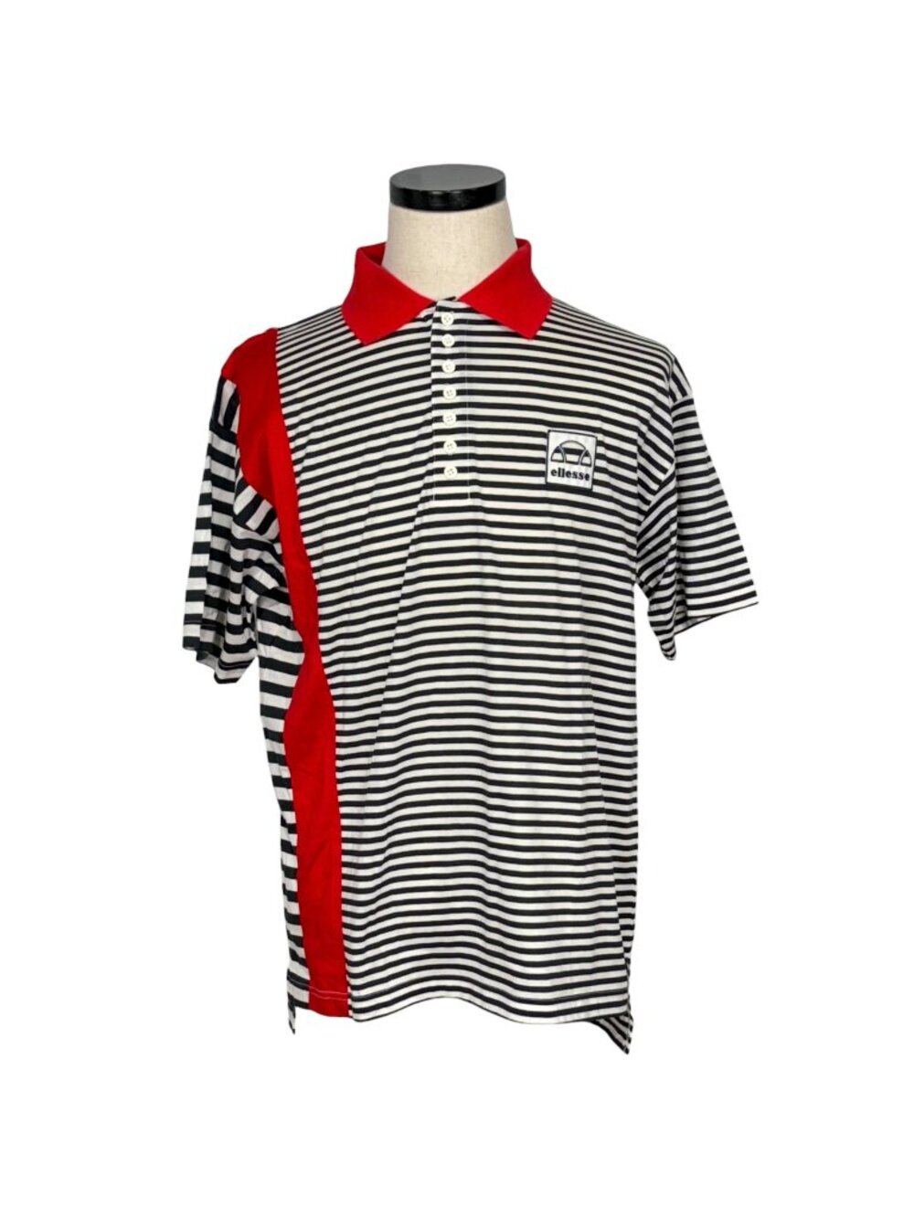 Ellesse 80s Striped Polo Shirt Black White Red Medium New With Tags